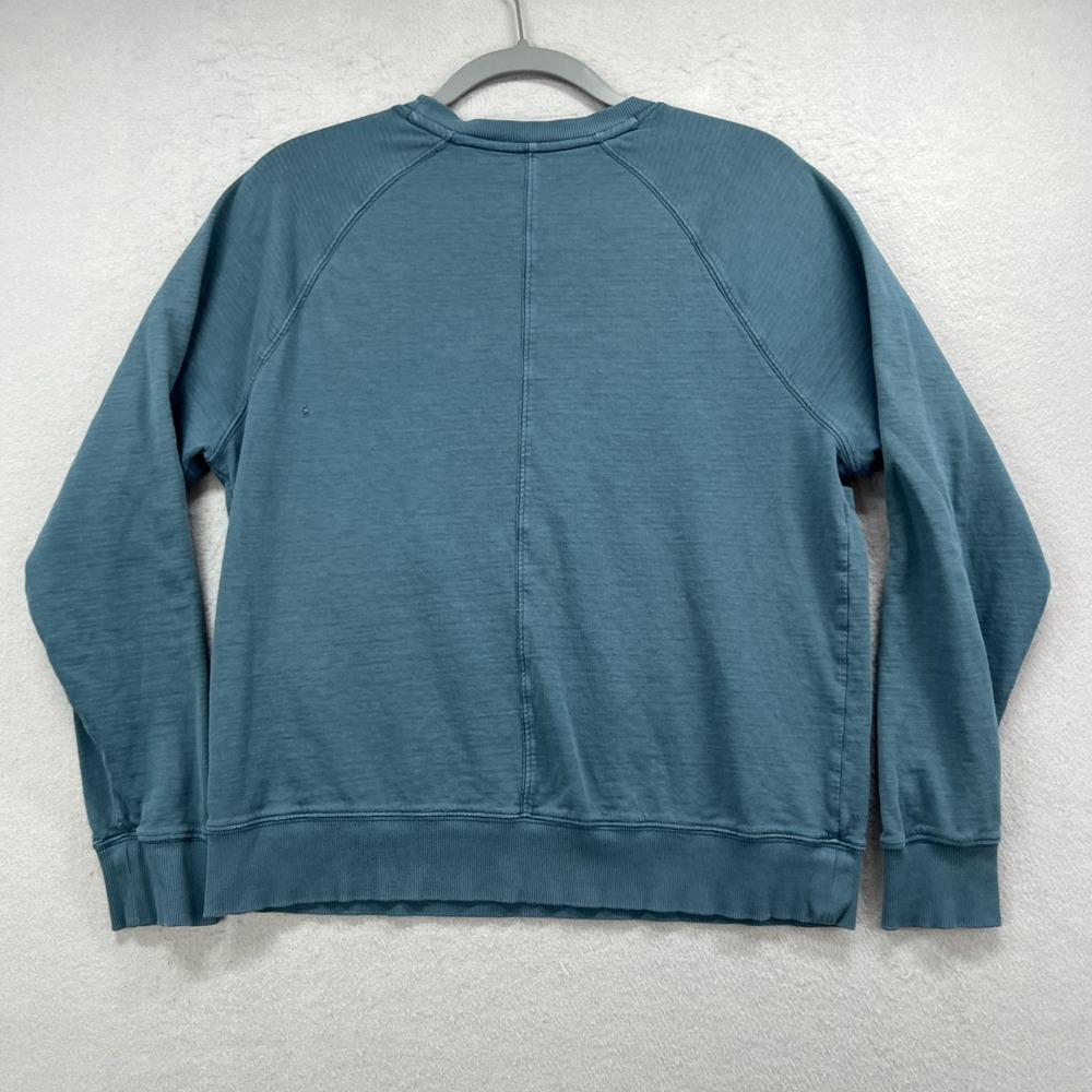 Athleta Sweatshirt Women M Teal Blue Raglan Crew Neck Slub Knit Pullover Sweater - Picture 4 of 12
